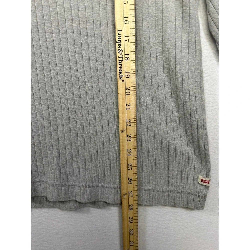 Gorpcore Levi Strauss & Co Mens L Gray Ribbed Cotton Long Sleeve Henley Shirt